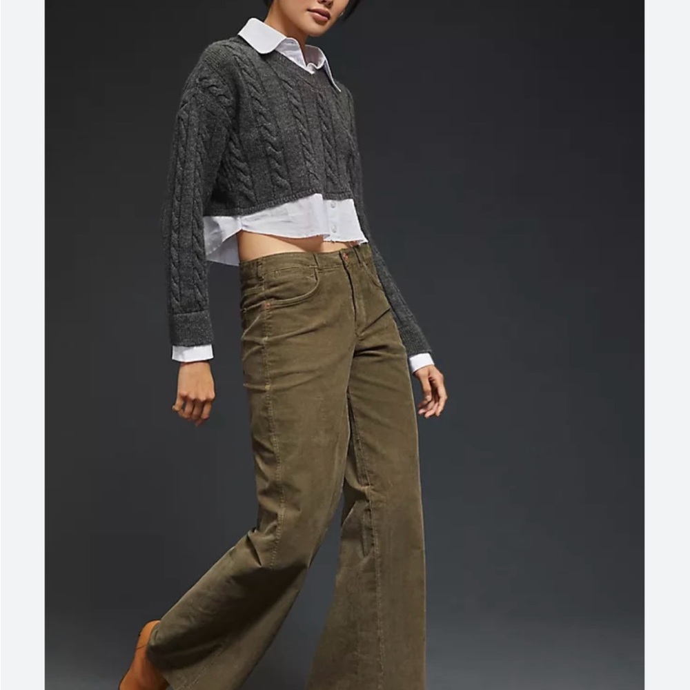 Anthropology Pilcro Olive Green Corduroy Pants